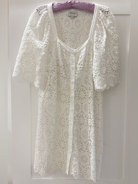 Joie "Leona" Mini Crochet Cotton Dress